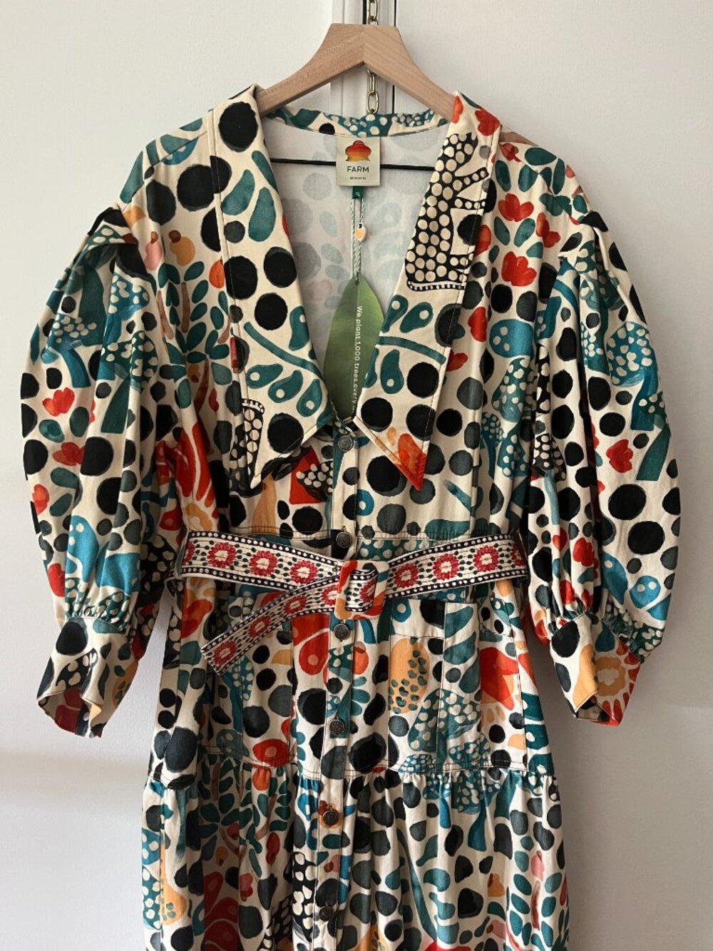 FARM Rio Mushroom Forest Canvas Dress Off White XL NWT Sold Out - Picture 5 of 10
